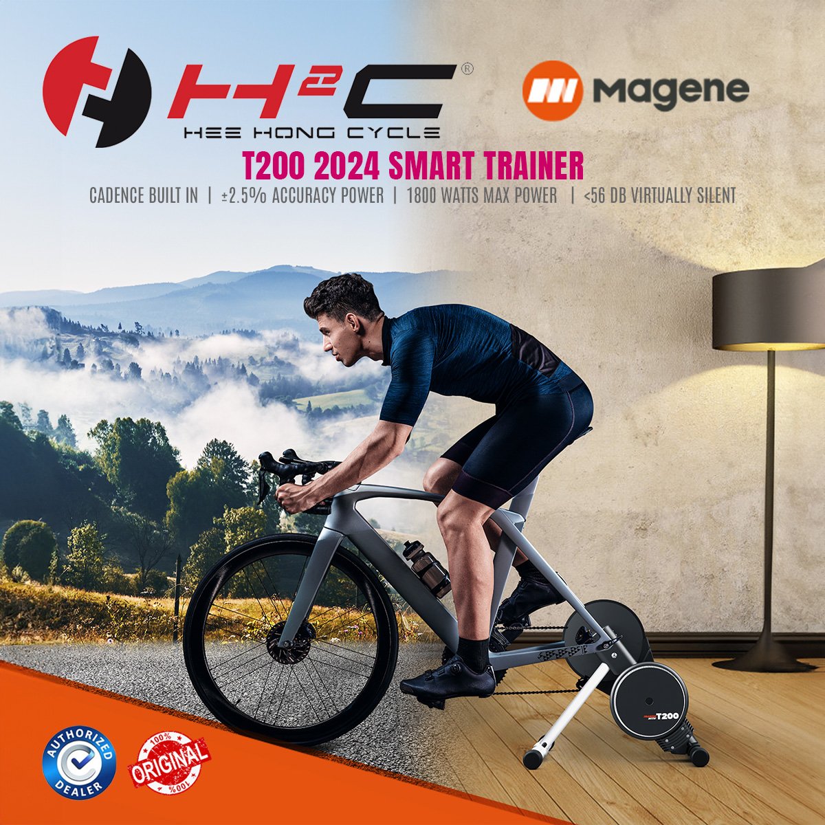 MAGENE T200 2024 Smart Bike Trainer | 1800W Power | 15% Gradient